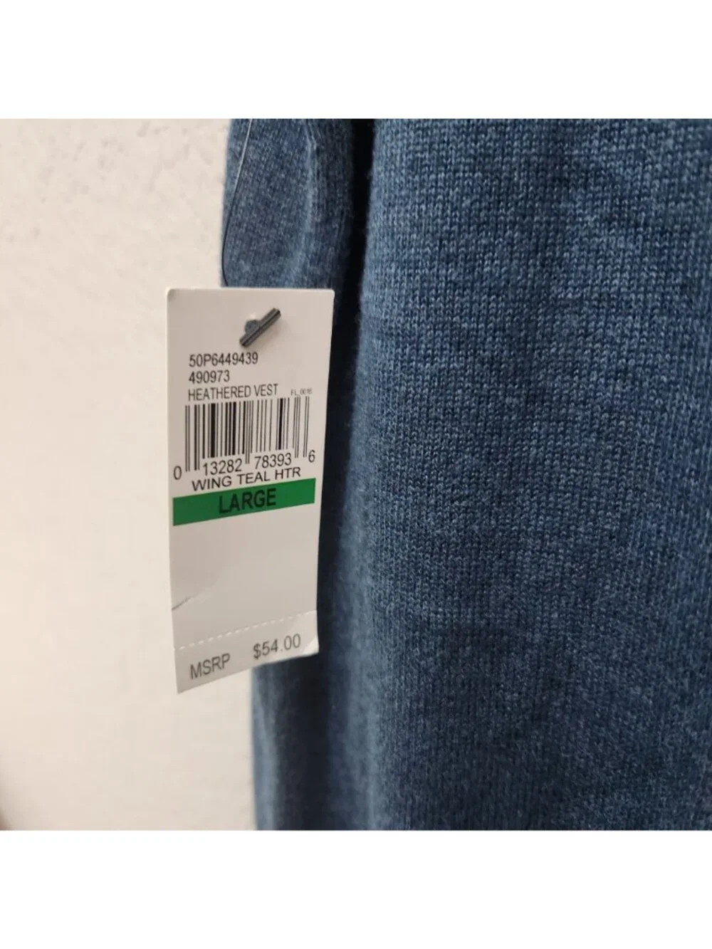 Van Heusen Mens Sleeveless Knit Sweater Vest Large Teal Diamond Pattern